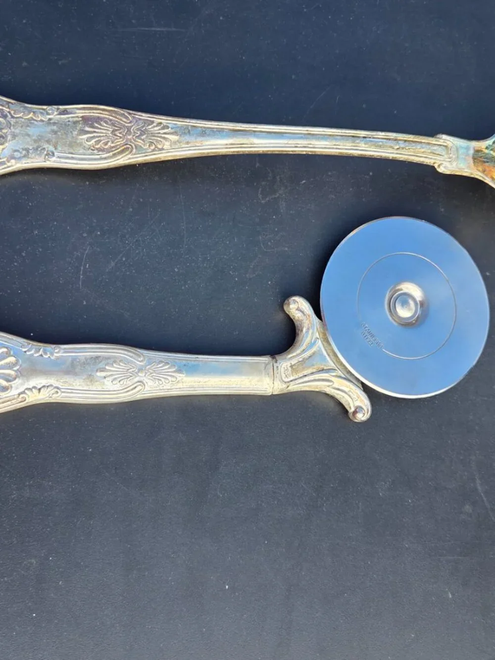 VTG Sheffield Silver Plated Pizza Cutter and Pasta Serving Spoon , Made In Italy